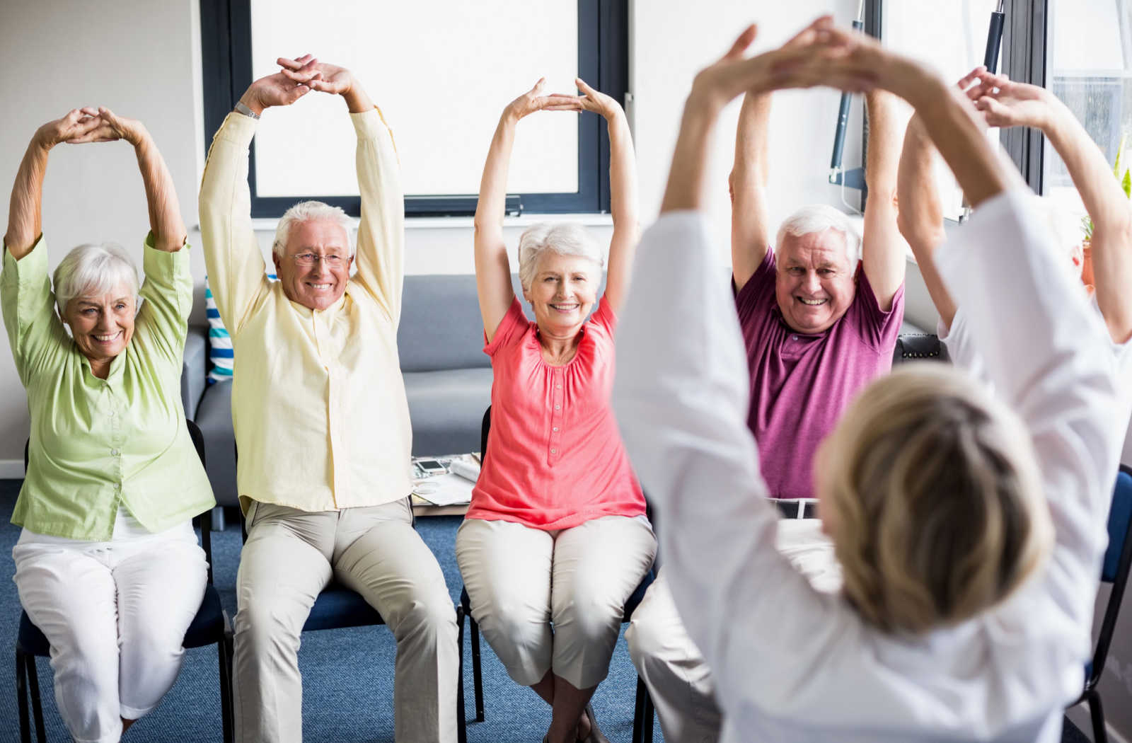 seniors exercising stretching
